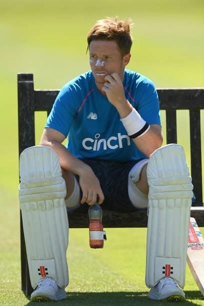 Ollie Pope of England looks on during a training session before the second LV= Test between England and New Zealand at Edgbaston on June 09, 2021 in...