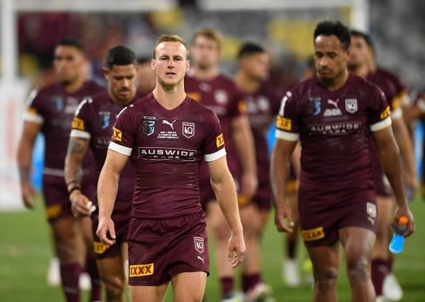 The Maroons walk from the field after losing game one of the 2021 State of Origin series between the New South Wales Blues and the Queensland Maroons...