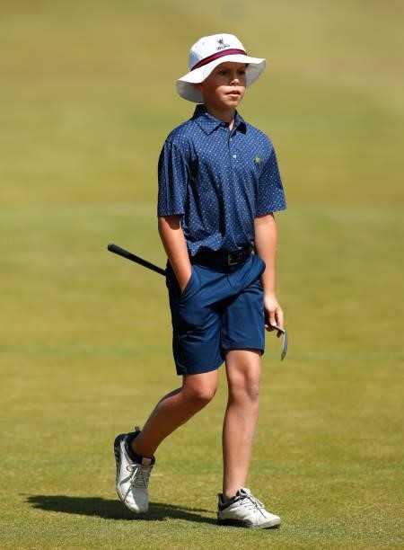 Karl Stenson son of Henrik Stenson of Sweden plays in the pro-am ahead of the Scandinavian Mixed Hosted by Henrik and Annika at Vallda Golf & Country...