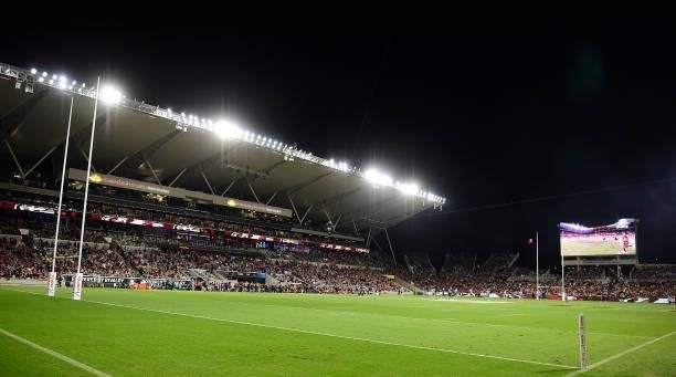 General view is seen during game one of the 2021 State of Origin series between the New South Wales Blues and the Queensland Maroons at Queensland...