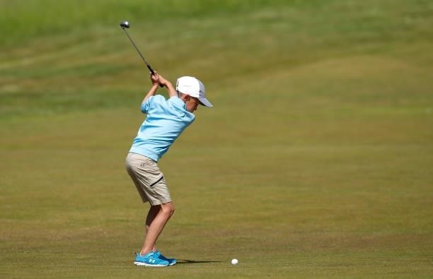 Will McGee son of Annika Sorenstam of Sweden plays in the pro-am ahead of the Scandinavian Mixed Hosted by Henrik and Annika at Vallda Golf & Country...