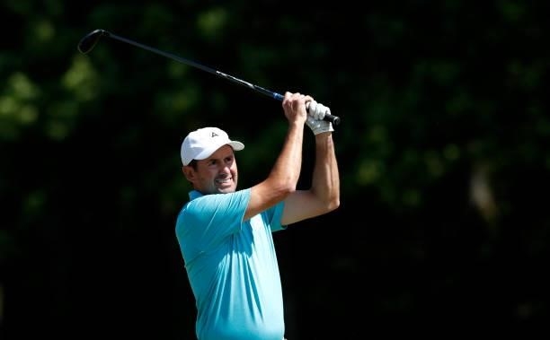 Mike McGee of Sweden plays in the pro-am ahead of the Scandinavian Mixed Hosted by Henrik and Annika at Vallda Golf & Country Club on June 09, 2021...
