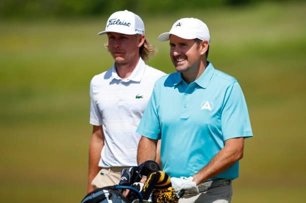 Maverick Antcliff of Australia and Mike McGee of Sweden plays in the pro-am ahead of the Scandinavian Mixed Hosted by Henrik and Annika at Vallda...