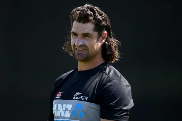 Colin de Grandhomme of New Zealand during a nets session at Edgbaston on June 09, 2021 in Birmingham, England.
