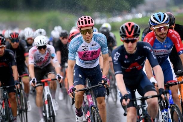 Neilson Powless of United States and Team EF Education - Nippo White Best Young Rider Jersey during the 84th Tour de Suisse 2021, Stage 4 a 171km...