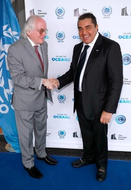 Kennedy advisor Edward R. Moran and Ambassador Paolo Zampolli attend the We Are The Oceans - The World Oceans Day event at The Reach at The Kennedy...