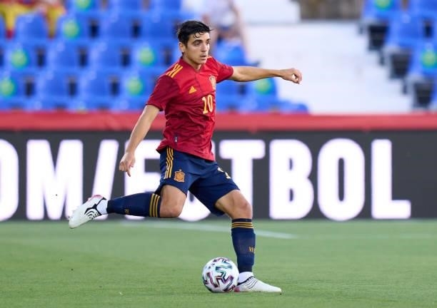 Gonzalo Villar of Spain U21 in action during the international friendly match between Spain U21 and Lithuania at Estadio Municipal de Butarque on...