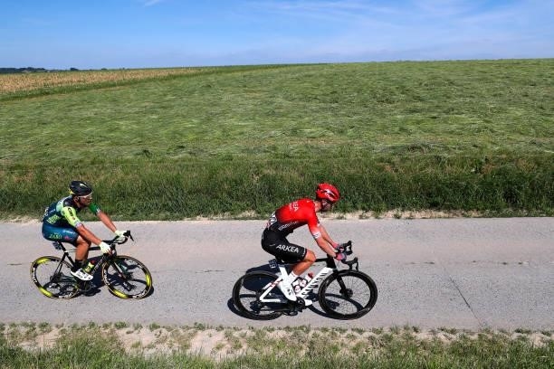 Simone Bevilacqua of Italy and Team Vini Zabu’ Brado KTM & Amaury Capiot of Belgium and Team Arkéa - Samsic during the 90th Baloise Belgium Tour...