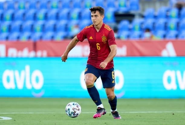 Martin Zubimendi of Spain U21 in action during the international friendly match between Spain U21 and Lithuania at Estadio Municipal de Butarque on...