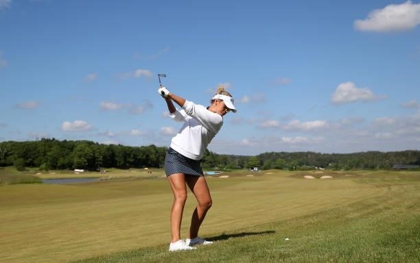Amy Boulden of Wales plays in the pro am ahead of the Scandinavian Mixed Hosted by Henrik and Annika at Vallda Golf & Country Club on June 09, 2021...