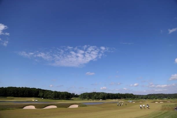 The 10th hole is pictured ahead of the Scandinavian Mixed Hosted by Henrik and Annika at Vallda Golf & Country Club on June 09, 2021 in Gothenburg,...