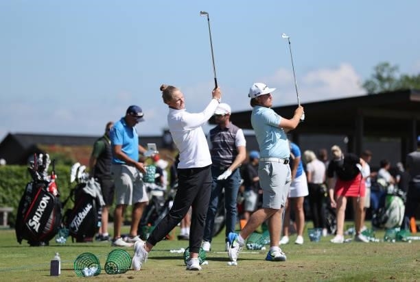 Sami Valimaki of Finland practices on the range ahead of the Scandinavian Mixed Hosted by Henrik and Annika at Vallda Golf & Country Club on June 09,...