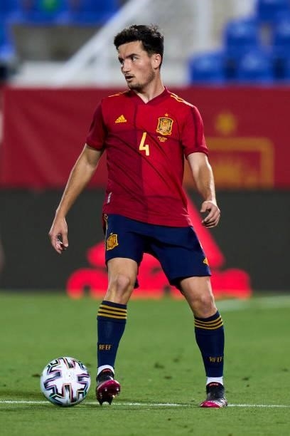 Hugo Guillamon of Spain U21 looks on during the international friendly match between Spain U21 and Lithuania at Estadio Municipal de Butarque on June...