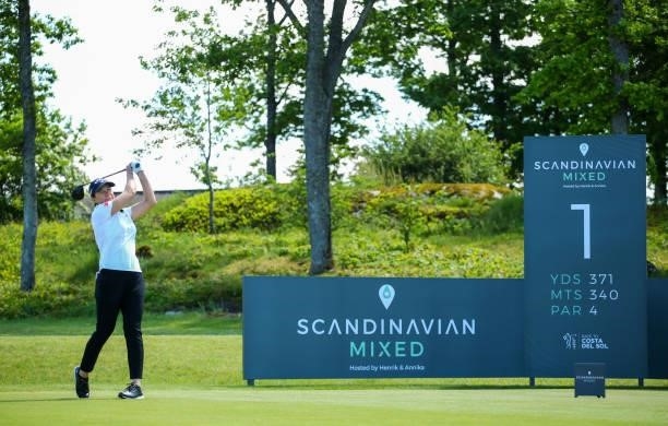 Annika Sorenstam of Sweden plays in the pro-am ahead of the Scandinavian Mixed Hosted by Henrik and Annika at Vallda Golf & Country Club on June 09,...