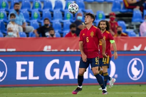 Martin Zubimendi of Spain U21 in action during the international friendly match between Spain U21 and Lithuania at Estadio Municipal de Butarque on...