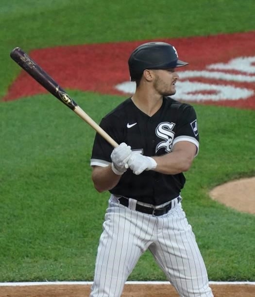 Adam Engel of the Chicago White Sox bats against the Toronto Blue Jays at Guaranteed Rate Field on June 08, 2021 in Chicago, Illinois.