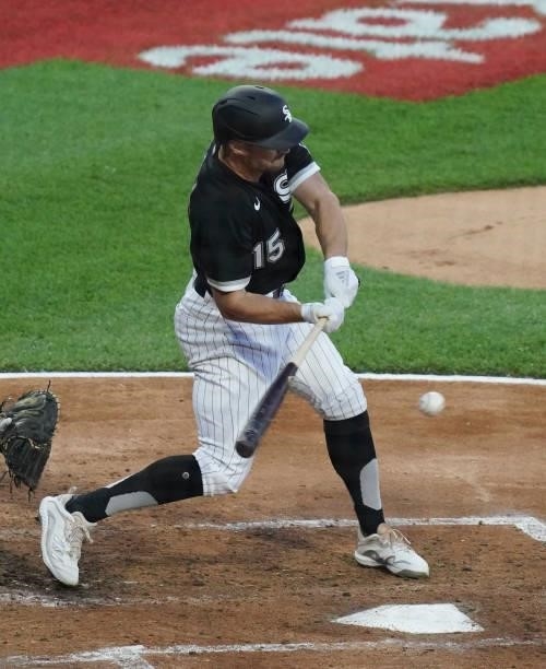 Adam Engel of the Chicago White Sox bats against the Toronto Blue Jays at Guaranteed Rate Field on June 08, 2021 in Chicago, Illinois.