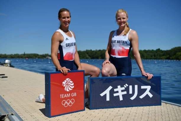 Helen Glover and Polly Swann of Great Britain poses for a photo to mark the official announcement of the rowing team selected to Team GB for the...