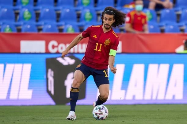 Marc Cucurella of Spain U21 in action during the international friendly match between Spain U21 and Lithuania at Estadio Municipal de Butarque on...
