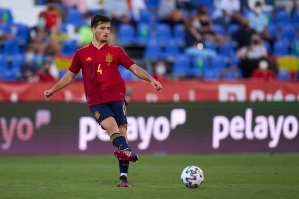 Hugo Guillamon of Spain U21 in action during the international friendly match between Spain U21 and Lithuania at Estadio Municipal de Butarque on...