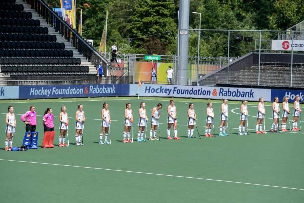 Players of Germany line up during the Euro Hockey Championships match between Germany and Italy at Wagener Stadion on June 9, 2021 in Amstelveen,...