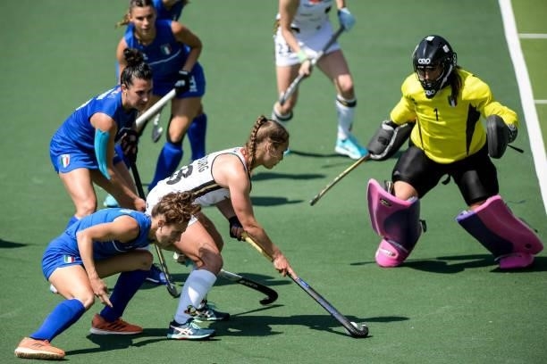 Lisa Altenburg of Germany during the Euro Hockey Championships match between Germany and Italy at Wagener Stadion on June 9, 2021 in Amstelveen,...