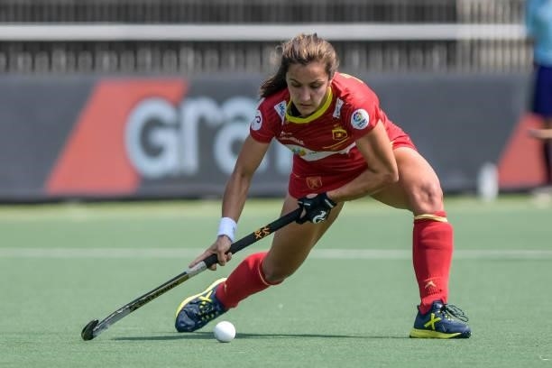 Lola Riera of Spain during the Euro Hockey Championships match between Ireland and Spain at Wagener Stadion on June 9, 2021 in Amstelveen, Netherlands