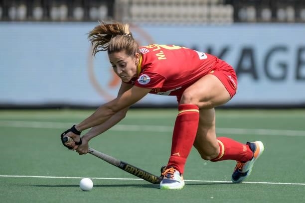 Maria Lopez of Spain during the Euro Hockey Championships match between Ireland and Spain at Wagener Stadion on June 9, 2021 in Amstelveen,...