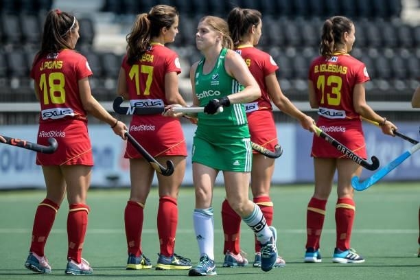 Kathryn Mullan of Ireland during the Euro Hockey Championships match between Ireland and Spain at Wagener Stadion on June 9, 2021 in Amstelveen,...