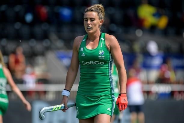 Nicola Evans of Ireland during the Euro Hockey Championships match between Ireland and Spain at Wagener Stadion on June 9, 2021 in Amstelveen,...