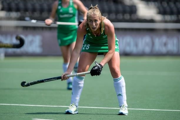 Sarah Hawkshaw of Ireland during the Euro Hockey Championships match between Ireland and Spain at Wagener Stadion on June 9, 2021 in Amstelveen,...