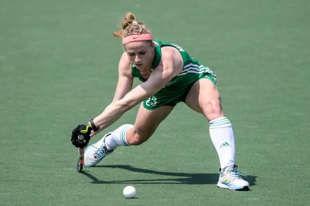 Hannah Matthews of Ireland during the Euro Hockey Championships match between Ireland and Spain at Wagener Stadion on June 9, 2021 in Amstelveen,...