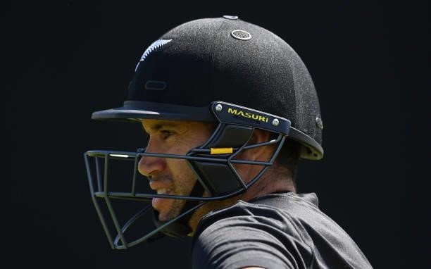 Ross Taylor of New Zealand looks on during a training session before the second LV= Test between England and New Zealand at Edgbaston on June 09,...