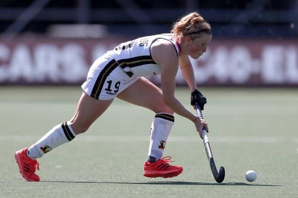 Maike Schaunig of Germany in action during the Euro Hockey Championships Women match between Germany and Italy at Wagener Stadion on June 09, 2021 in...