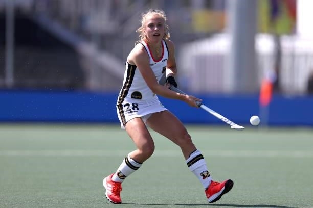 Jette Fleschuetz of Germany in action during the Euro Hockey Championships Women match between Germany and Italy at Wagener Stadion on June 09, 2021...