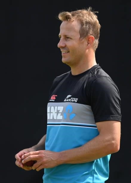 Neil Wagner of New Zealand looks on during a training session before the second LV= Test between England and New Zealand at Edgbaston on June 09,...