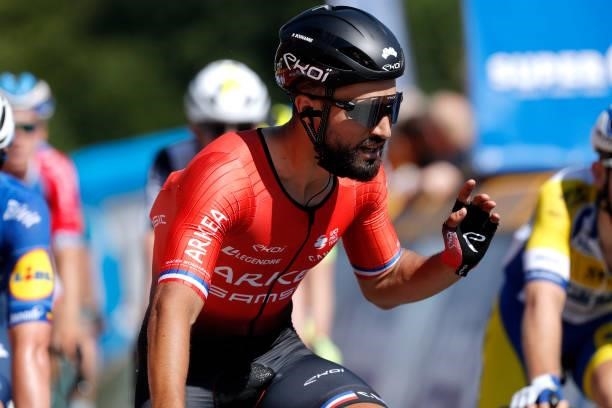 Nacer Bouhanni of France and Team Arkéa - Samsic at arrival during the 90th Baloise Belgium Tour 2021, Stage 1 a 175,3km stage from Beveren to...