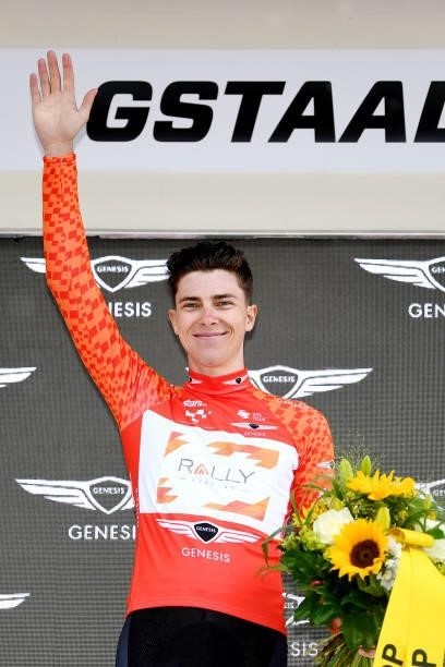 Nick Zukowsky of Canada and Team Rally Cycling Orange Mountain Jersey celebrates at podium during the 84th Tour de Suisse 2021, Stage 4 a 171km stage...