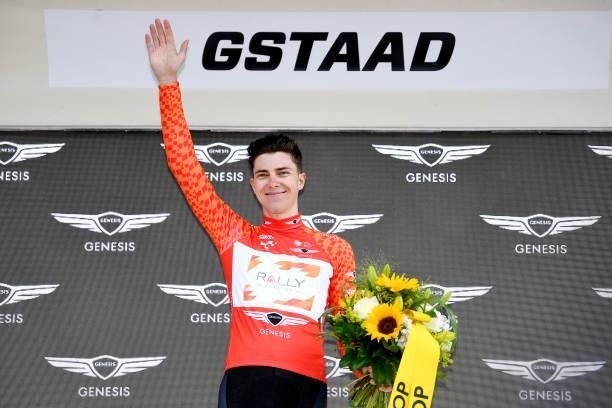 Nick Zukowsky of Canada and Team Rally Cycling Orange Mountain Jersey celebrates at podium during the 84th Tour de Suisse 2021, Stage 4 a 171km stage...