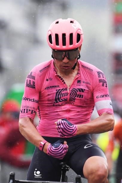 Stefan Bissegger of Switzerland and Team EF Education - Nippo celebrates at arrival during the 84th Tour de Suisse 2021, Stage 4 a 171km stage from...