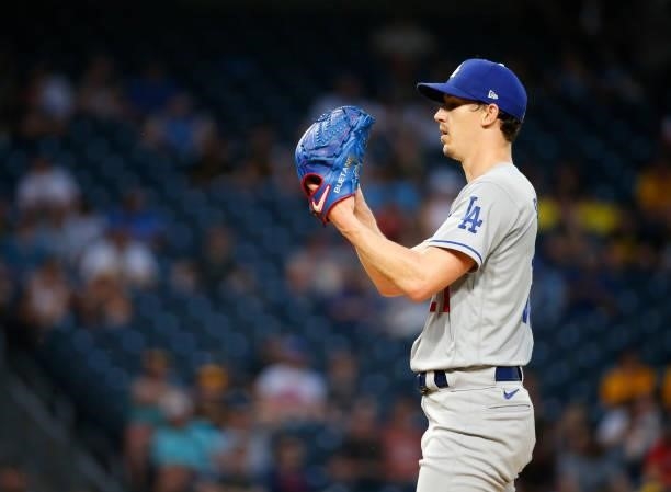 Walker Buehler of the Los Angeles Dodgers in action against the Pittsburgh Pirates at PNC Park on June 8, 2021 in Pittsburgh, Pennsylvania.