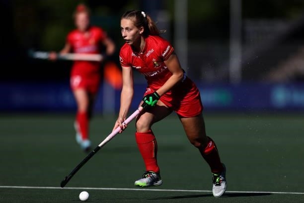 Justine Rasir of Belgium in action during the Euro Hockey Championships Women match between Belgium and England at Wagener Stadion on June 09, 2021...