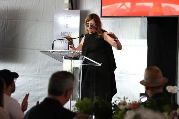 Jane Rosenthal speaks during the Tribeca Festival Welcome Lunch during the 2021 Tribeca Festival at Pier 76 on June 09, 2021 in New York City.