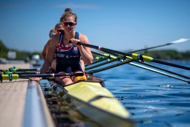 Lucy Glover of Great Britain heads out to train during the official announcement of the rowing team selected to Team GB for the Tokyo 2020 Olympic...