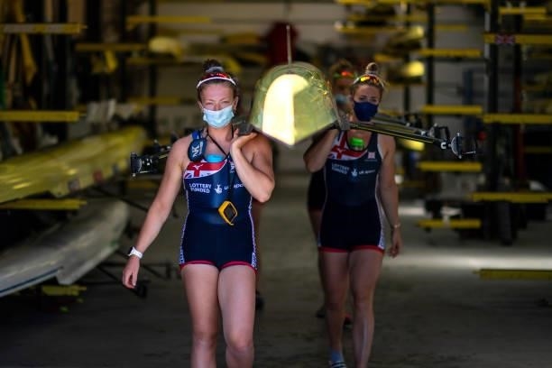 Lucy Glover of Great Britain heads out to train during the official announcement of the rowing team selected to Team GB for the Tokyo 2020 Olympic...