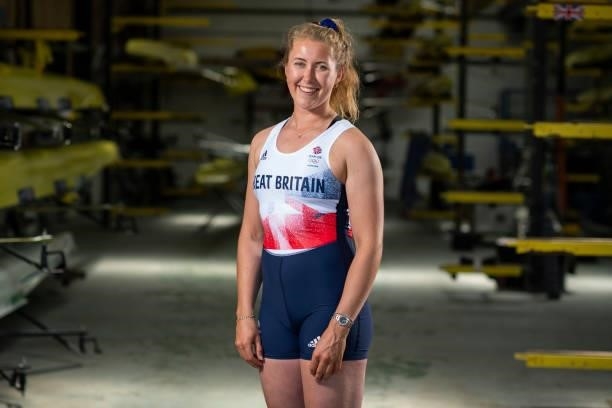 Mathilda Hodgkins-Byrne of Great Britain poses for a photo to mark the official announcement of the rowing team selected to Team GB for the Tokyo...