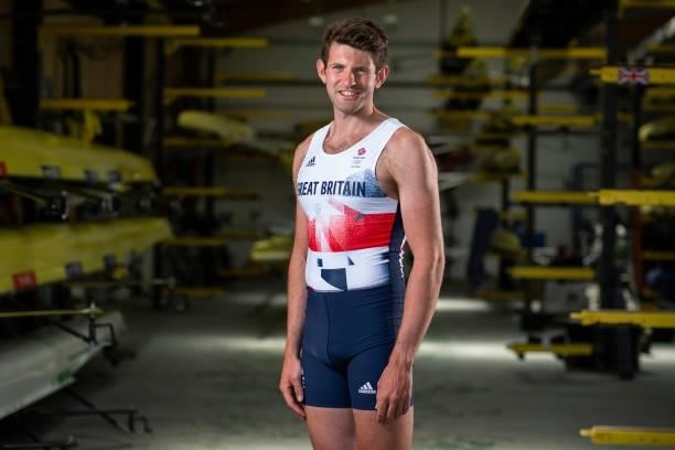 Thomas Barras of Great Britain poses for a photo to mark the official announcement of the rowing team selected to Team GB for the Tokyo 2020 Olympic...