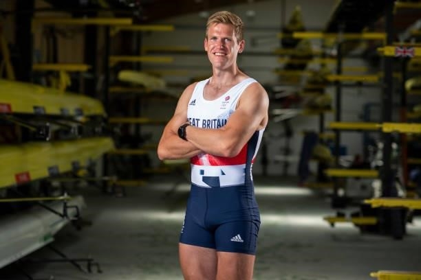 Harry Leask of Great Britain poses for a photo to mark the official announcement of the rowing team selected to Team GB for the Tokyo 2020 Olympic...