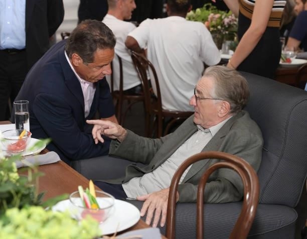 Governor of New York Andrew Cuomo and Robert De Niro attend the Tribeca Festival Welcome Lunch during the 2021 Tribeca Festival at Pier 76 on June...