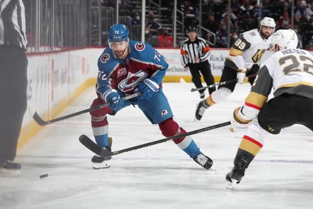 Joonas Donskoi of the Colorado Avalanche skates against the Vegas Golden Knights in Game Five of the Second Round of the 2021 Stanley Cup Playoffs at...